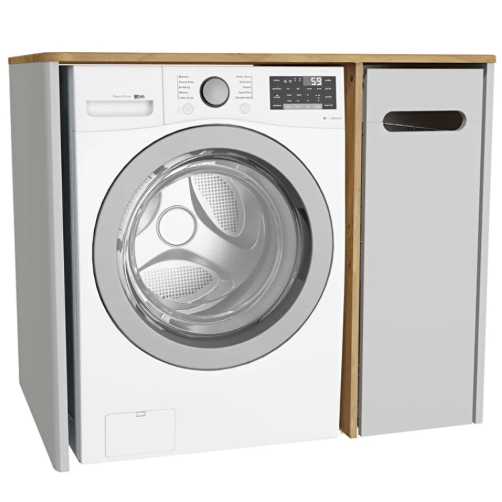 Vitra Sento 105 Cm Mat Gri Kirli Sepetli Kulpsuz Yerden Çamaşır Makinesi Dolabı