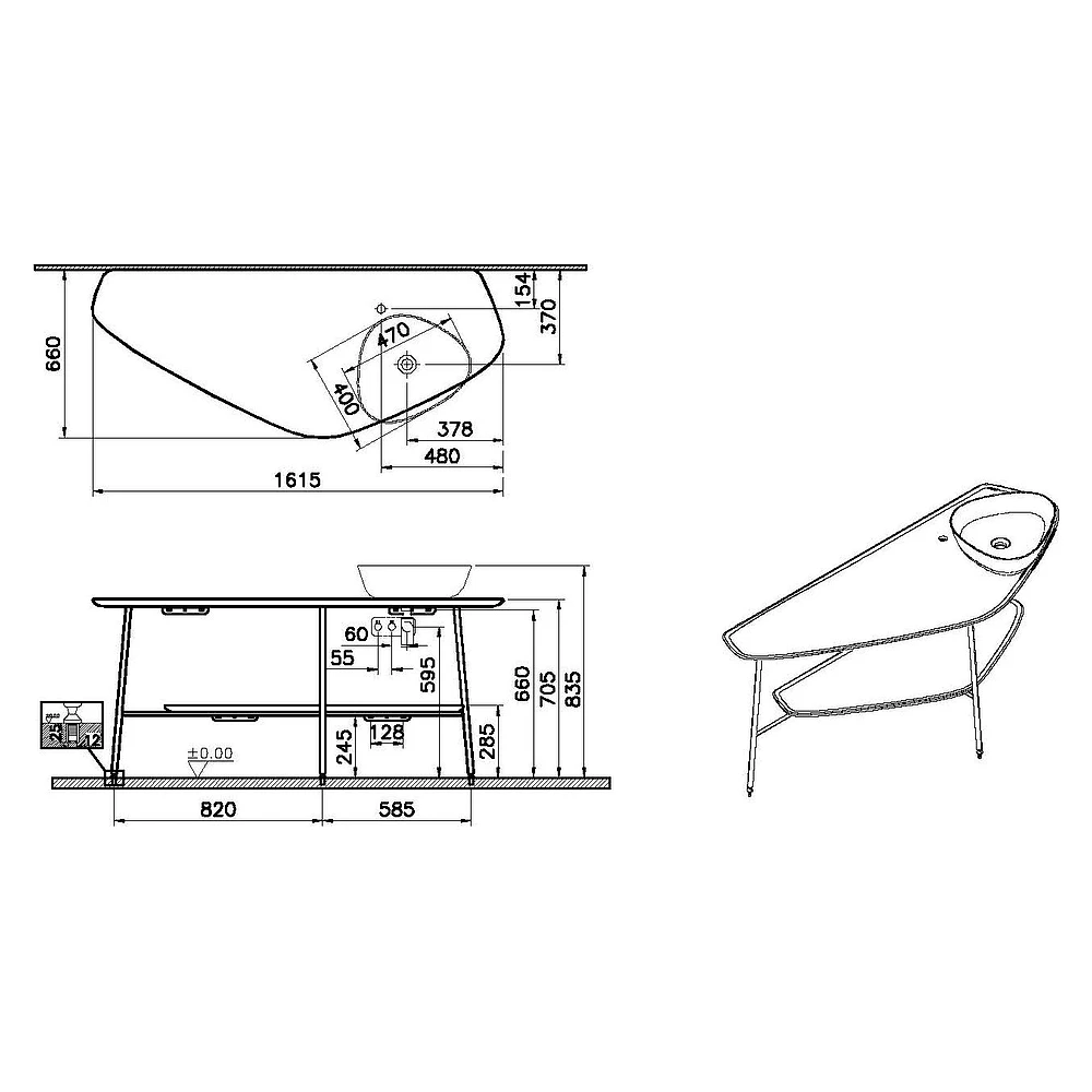 Vitra Plural 160 Cm Koyu Meşe Raflı Ahşap Tezgah Ünitesi 2