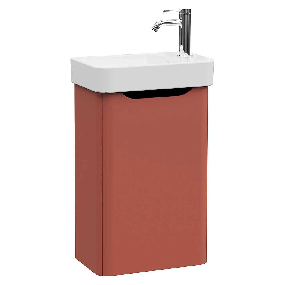 Vitra Integra Round 45 Cm Mat Kırmızı Dar Tek Kapaklı Sağ Lavabo Dolabı
