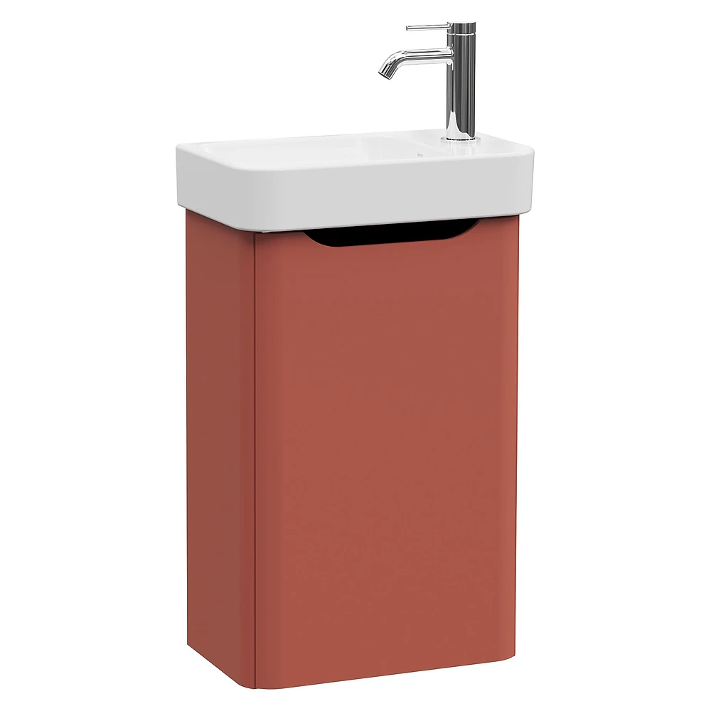 Vitra Integra Round 45 Cm Mat Kırmızı Dar Tek Kapaklı Sağ Lavabo Dolabı