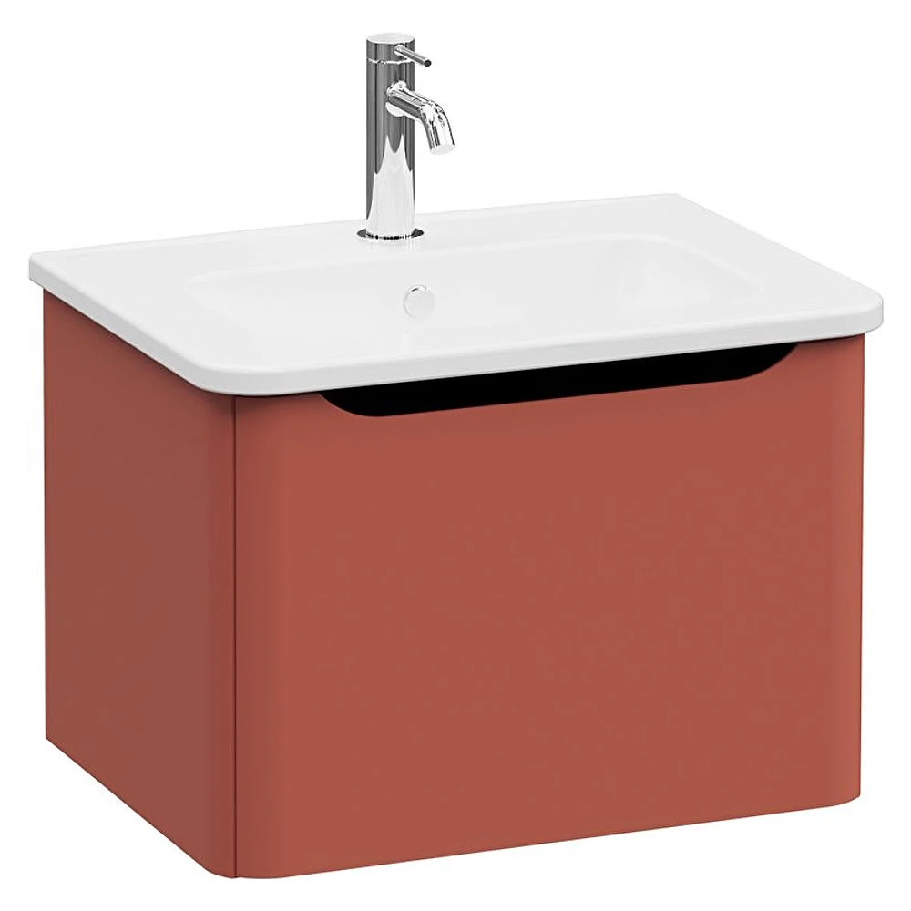 Vitra Integra Round 60 Cm Mat Kırmızı Tek Çekmeceli Lavabo Dolabı