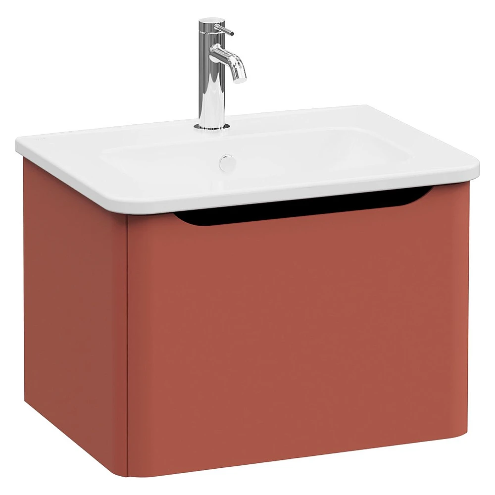 Vitra Integra Round 60 Cm Mat Kırmızı Tek Çekmeceli Lavabo Dolabı