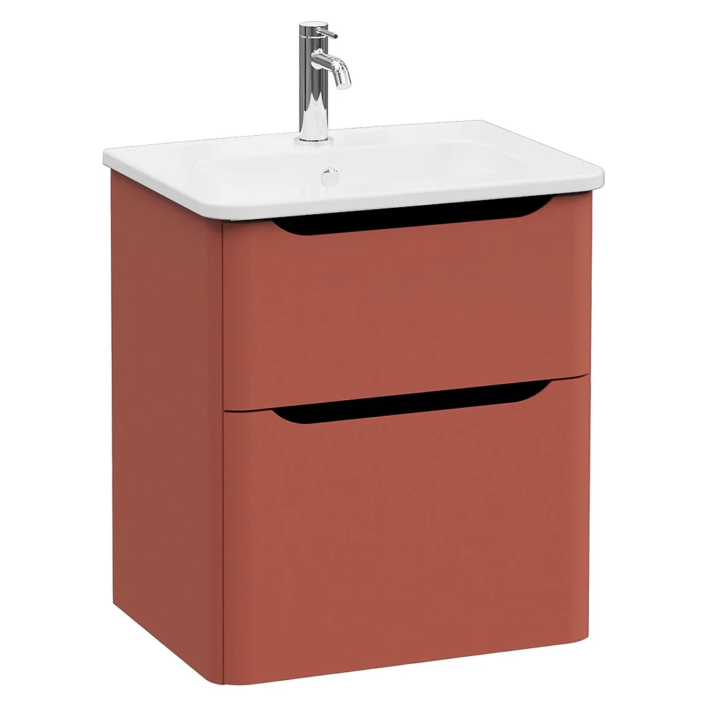 Vitra Integra Round 60 Cm Mat Kırmızı İki Çekmeceli Lavabo Dolabı