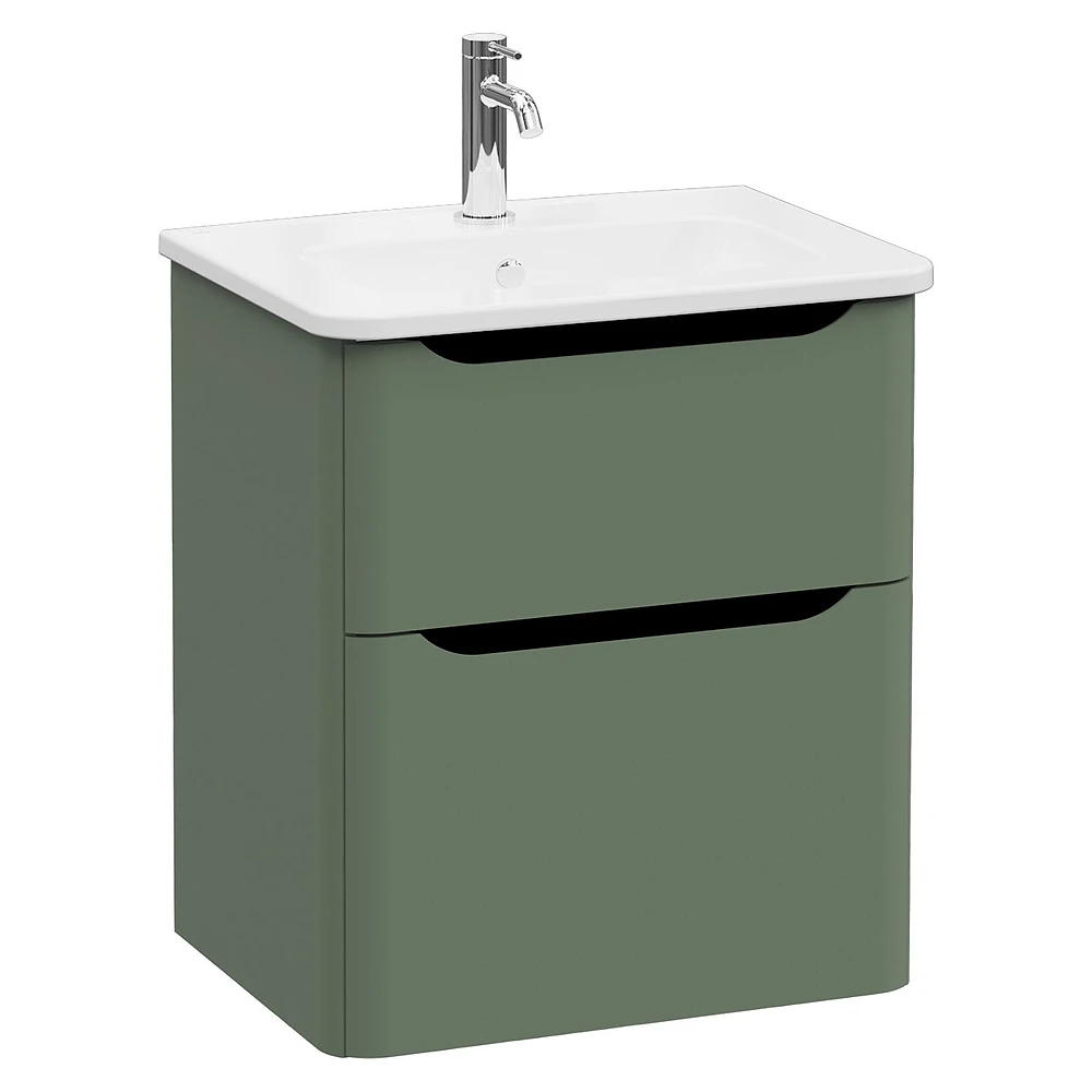Vitra Integra Round 60 Cm Mat Yeşil İki Çekmeceli Lavabo Dolabı