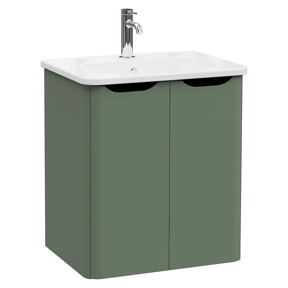 Vitra Integra Round 60 Cm Mat Yeşil İki Kapaklı Lavabo Dolabı