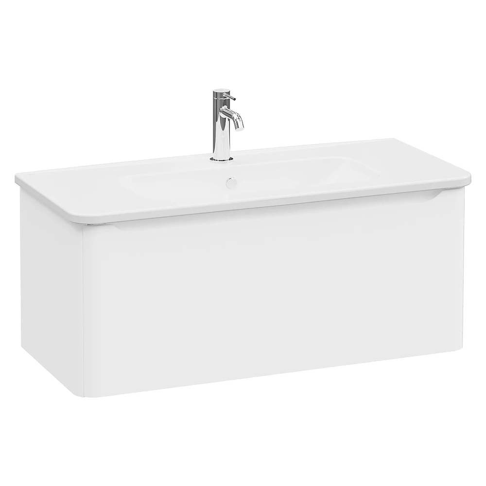 Vitra Integra Round 100 Cm Mat Beyaz Tek Çekmeceli Lavabo Dolabı