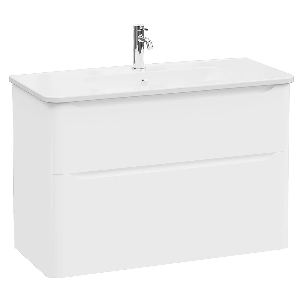 Vitra Integra Round 100 Cm Mat Beyaz İki Çekmeceli Lavabo Dolabı
