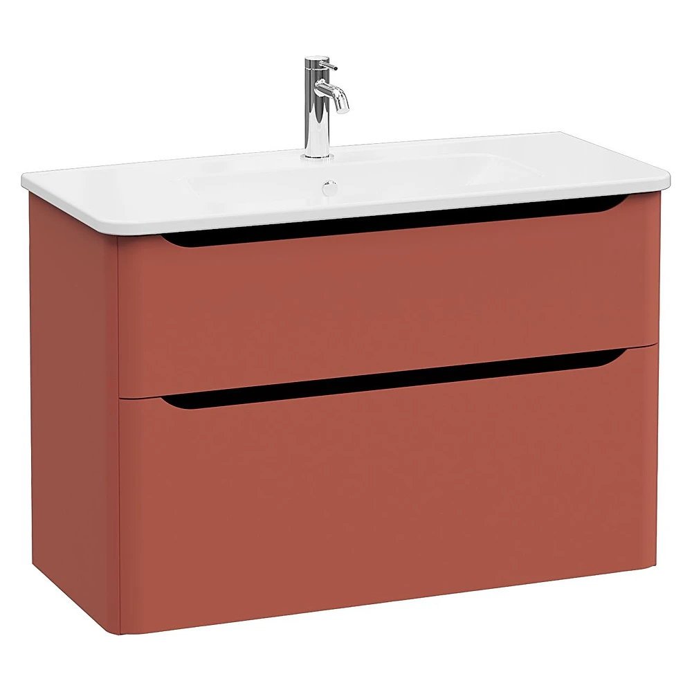 Vitra Integra Round 100 Cm Mat Kırmızı İki Çekmeceli Lavabo Dolabı