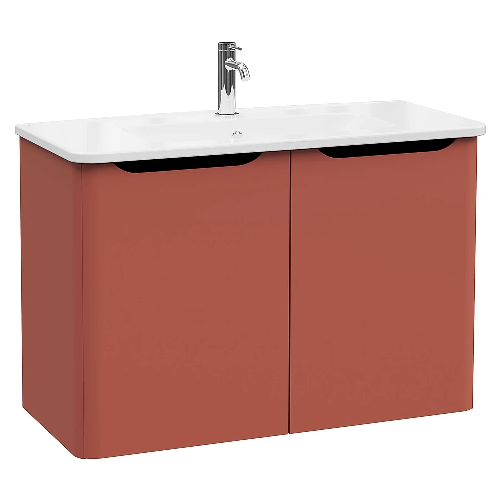 Vitra Integra Round 100 Cm Mat Kırmızı İki Kapaklı Lavabo Dolabı