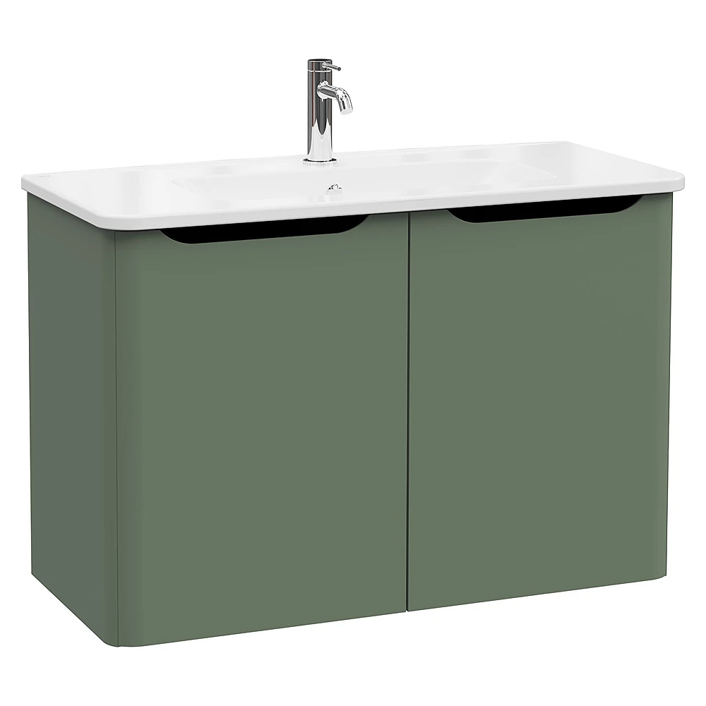 Vitra Integra Round 100 Cm Mat Yeşil İki Kapaklı Lavabo Dolabı