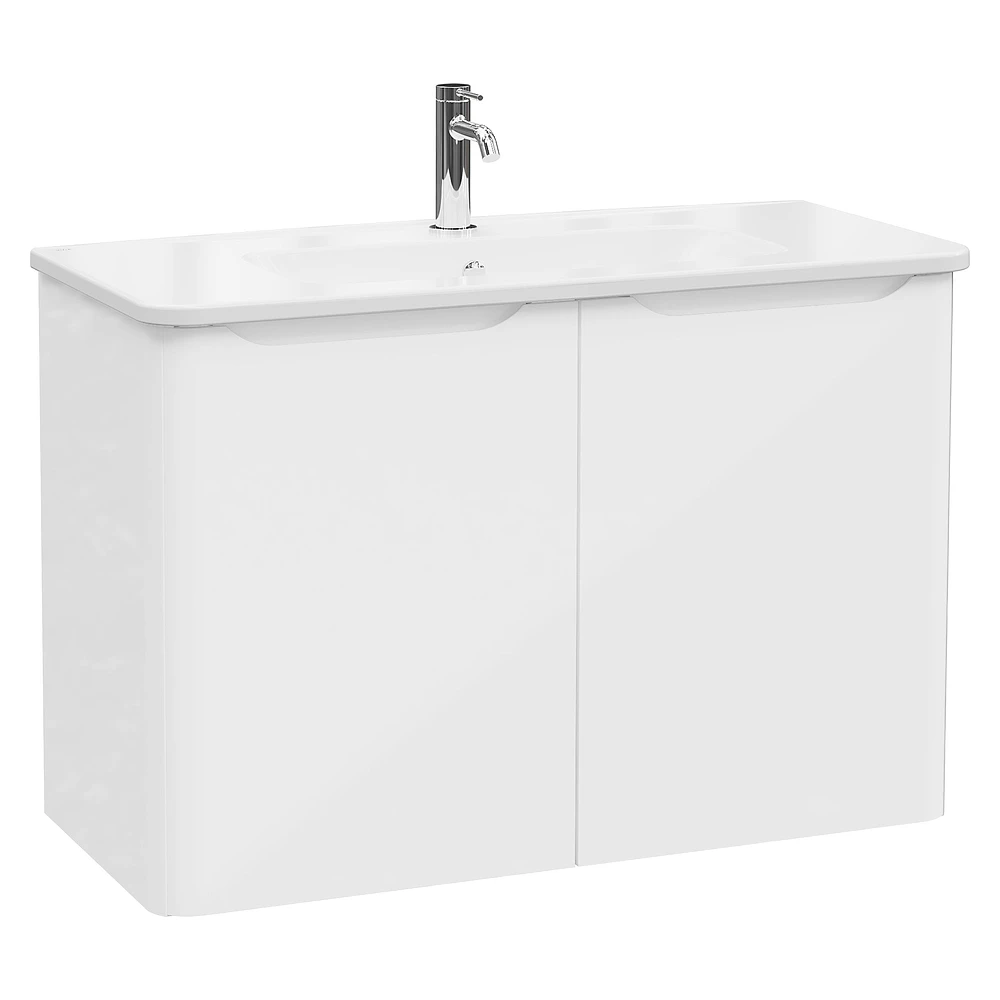 Vitra Integra Round 100 Cm Parlak Beyaz İki Kapaklı Lavabo Dolabı