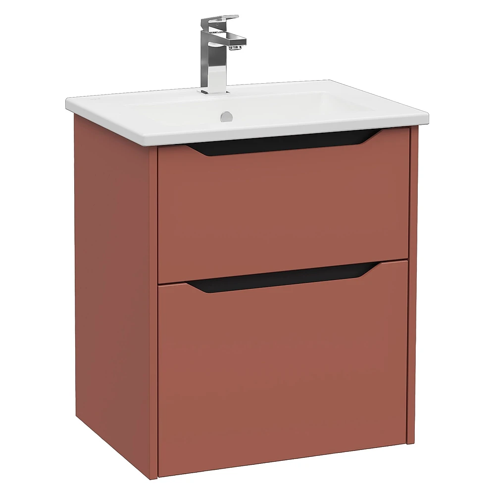 Vitra Integra Square 60 Cm Mat Kırmızı İki Çekmeceli Lavabo Dolabı