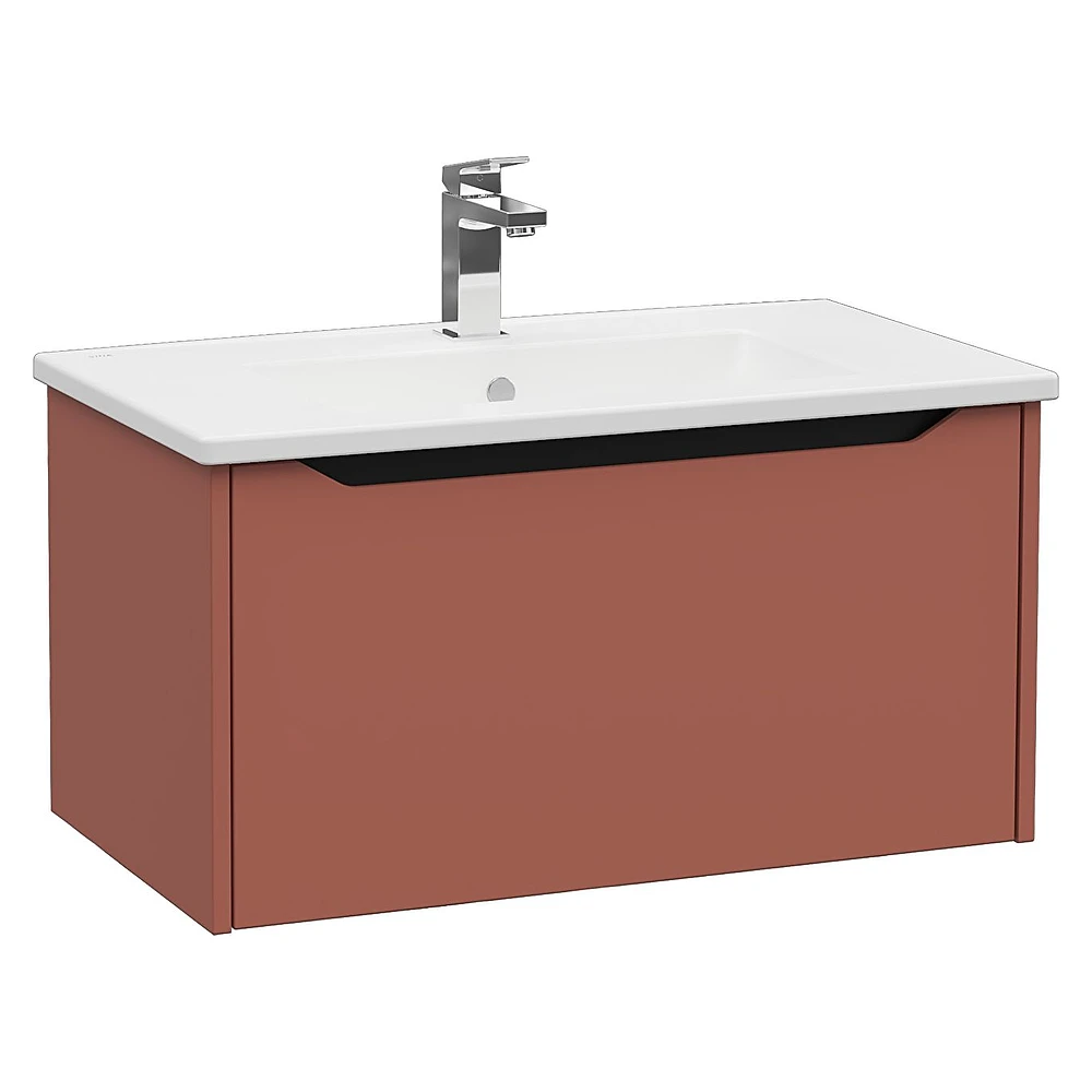 Vitra Integra Square 80 Cm Mat Kırmızı Tek Çekmeceli Lavabo Dolabı