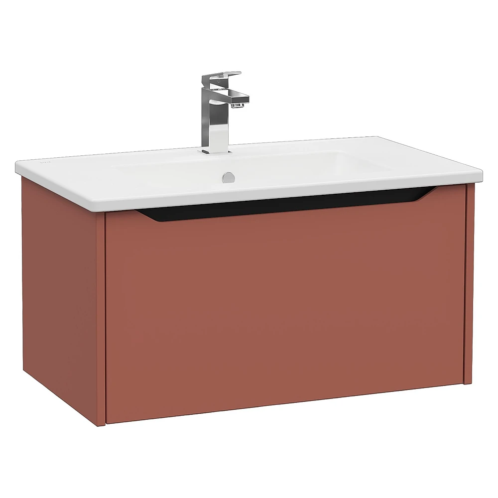 Vitra Integra Square 80 Cm Mat Kırmızı Tek Çekmeceli Lavabo Dolabı