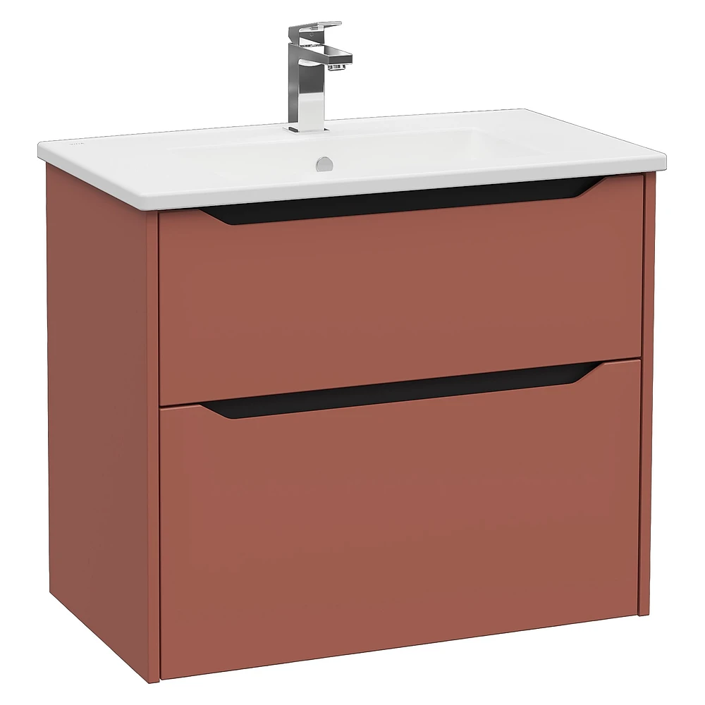 Vitra Integra Square 80 Cm Mat Kırmızı İki Çekmeceli Lavabo Dolabı