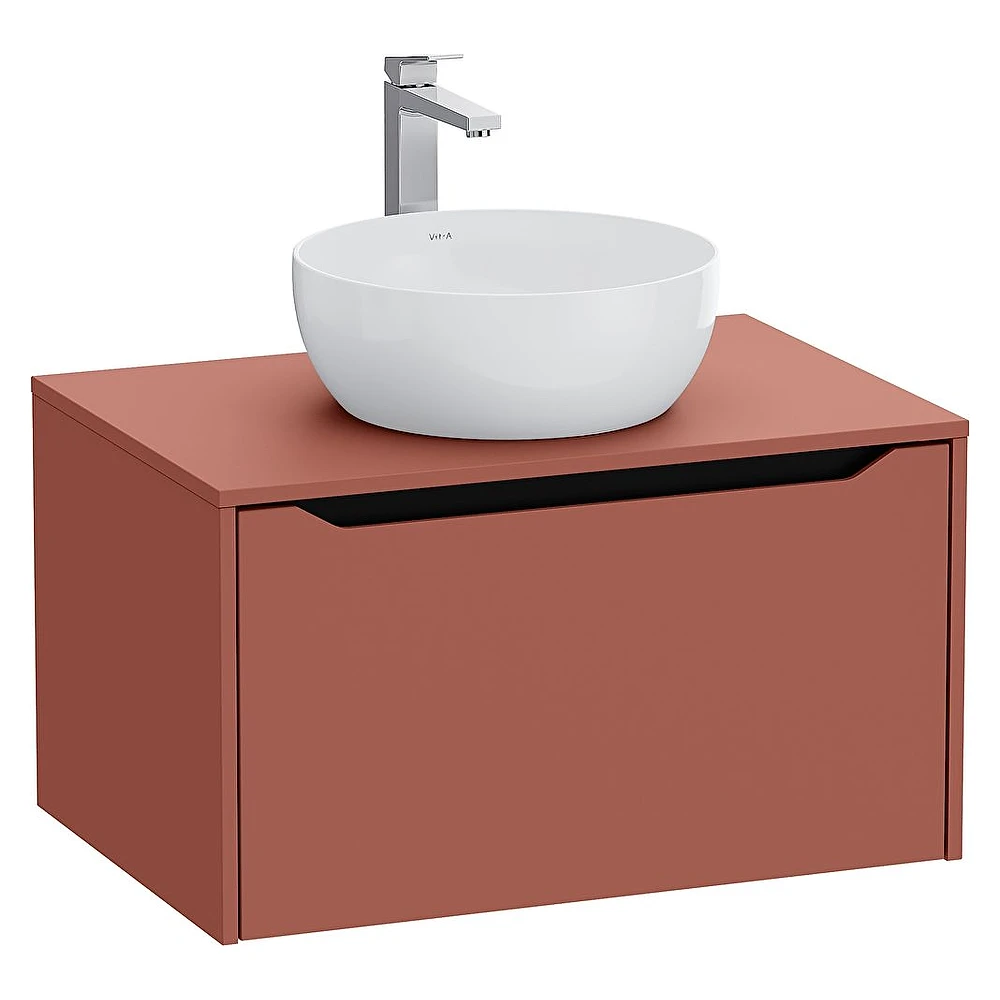 Vitra Integra Square 80 Cm Mat Kırmızı Lavabosuz Çanak Lavabo Uyumlu Dolap