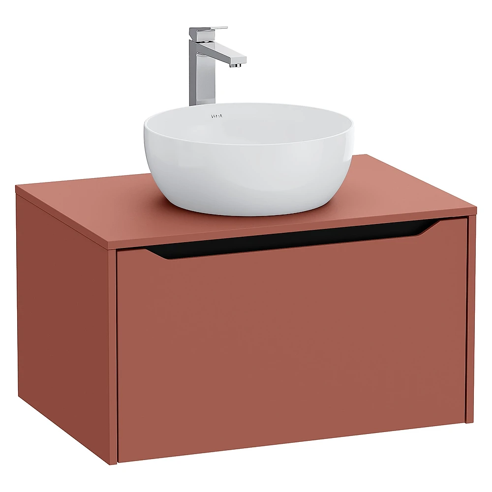 Vitra Integra Square 80 Cm Mat Kırmızı Çanak Lavabo Uyumlu Dolap