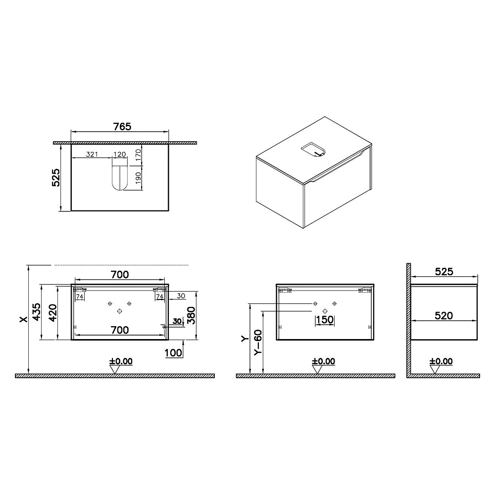 Vitra Integra Square 80 Cm Mat Kırmızı Lavabosuz Çanak Lavabo Uyumlu Dolap 2