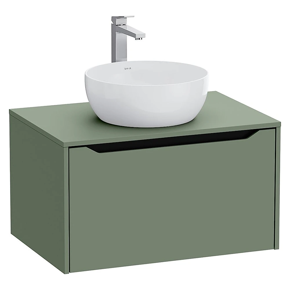 Vitra Integra Square 80 Cm Mat Yeşil Lavabosuz Çanak Lavabo Uyumlu Dolap