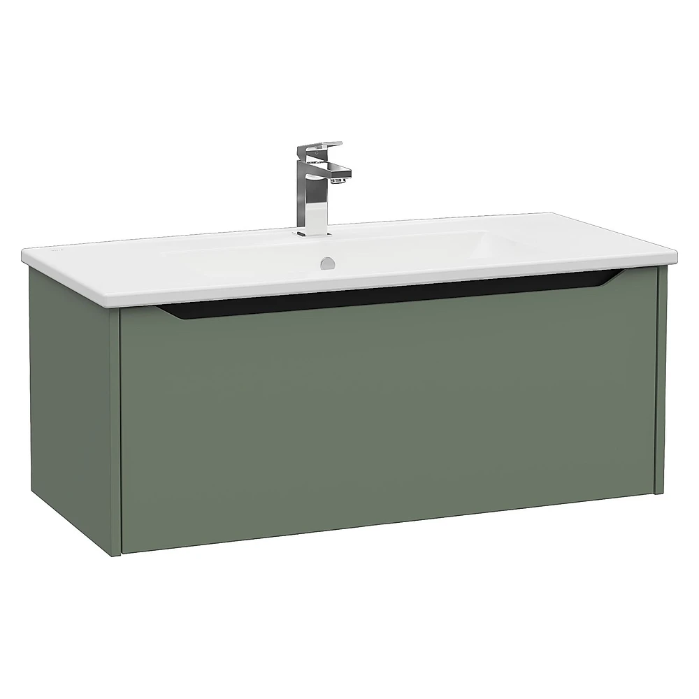 Vitra Integra Square 100 Cm Mat Yeşil Tek Çekmeceli Lavabo Dolabı