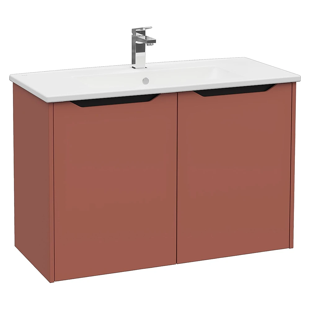 Vitra Integra Square 100 Cm Mat Kırmızı İki Kapaklı Lavabo Dolabı