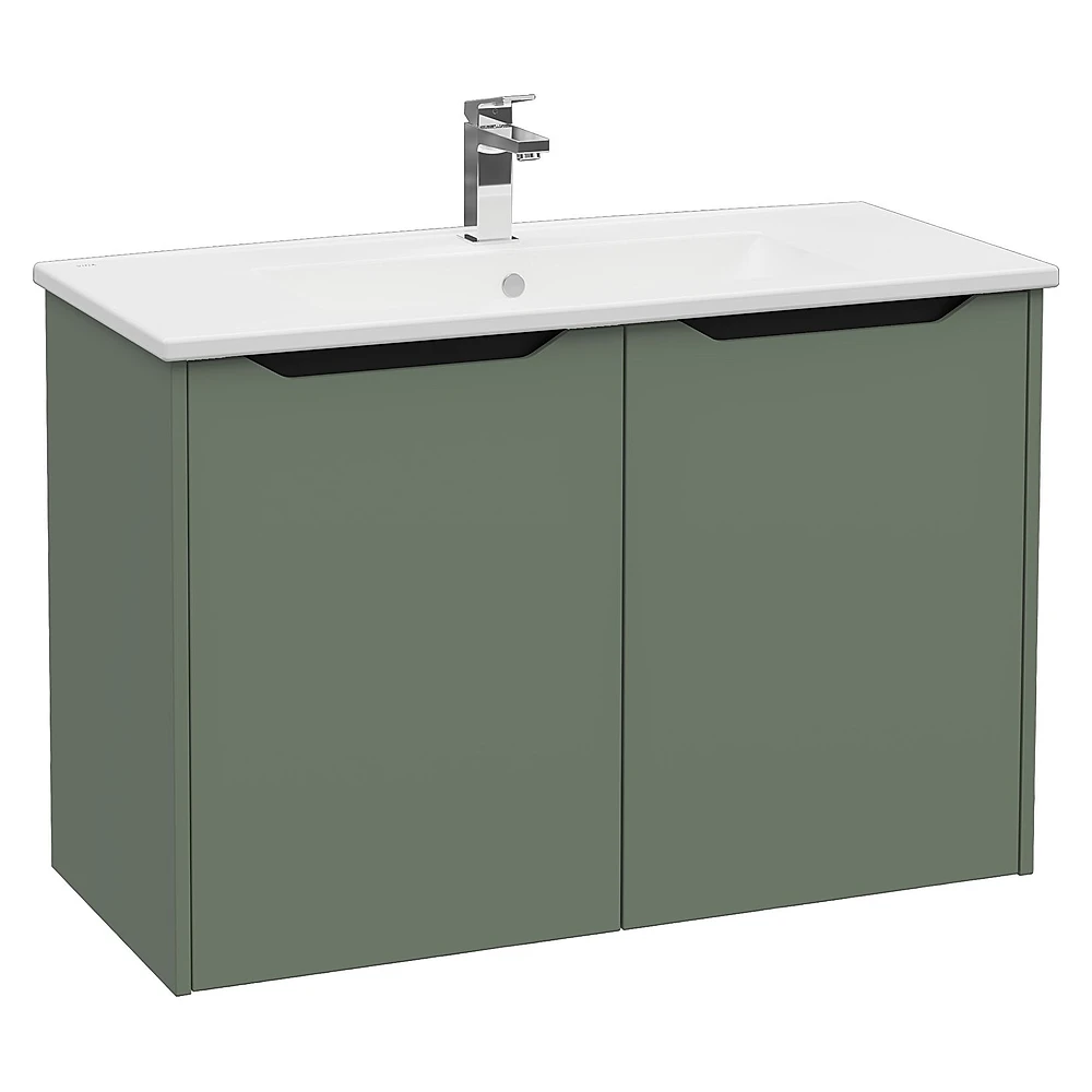 Vitra Integra Square 100 Cm Mat Yeşil İki Kapaklı Lavabo Dolabı