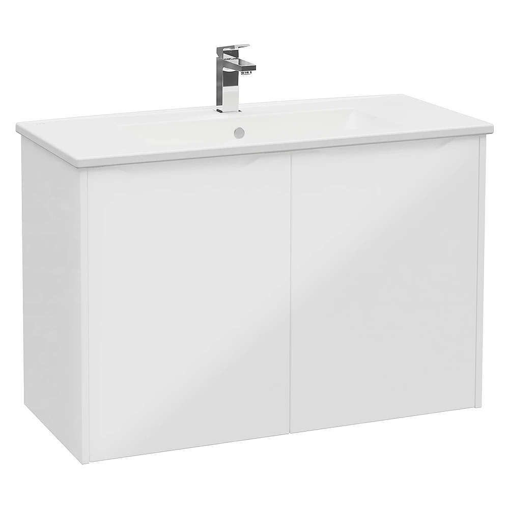 Vitra Integra Square 100 Cm Parlak Beyaz İki Kapaklı Lavabo Dolabı