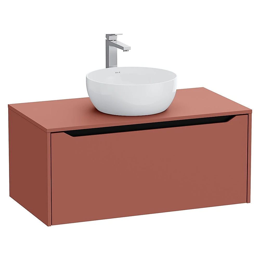 Vitra Integra Square 100 Cm Mat Kırmızı Lavabosuz Çanak Lavabo Uyumlu Dolap