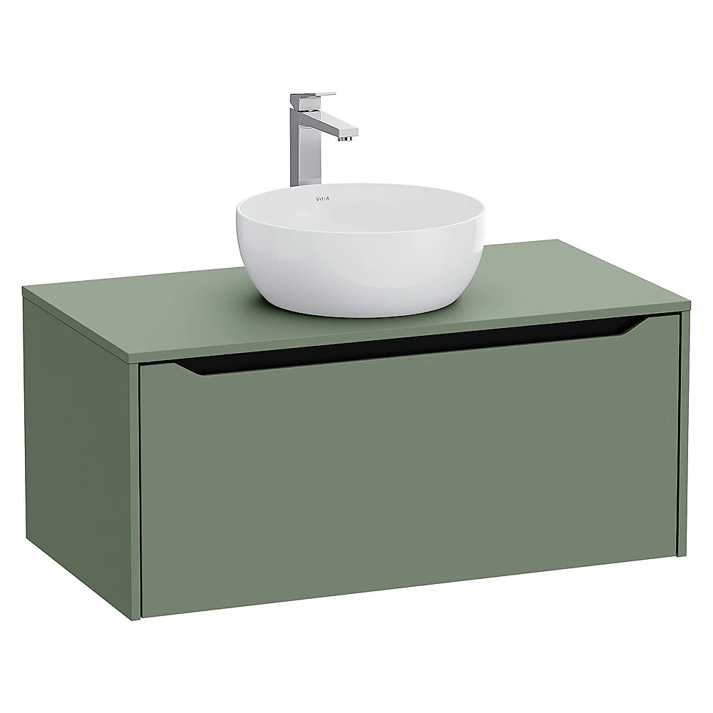 Vitra Integra Square 100 Cm Mat Yeşil Lavabosuz Çanak Lavabo Uyumlu Dolap