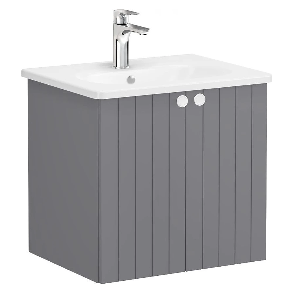 Vitra Root Groove 60 Cm Mat Gri İki Kapaklı Lavabo Dolabı