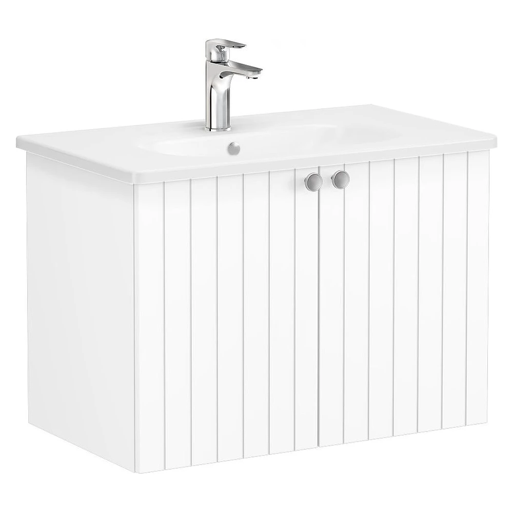 Vitra Root Groove 80 Cm Mat Beyaz İki Kapaklı Lavabo Dolabı