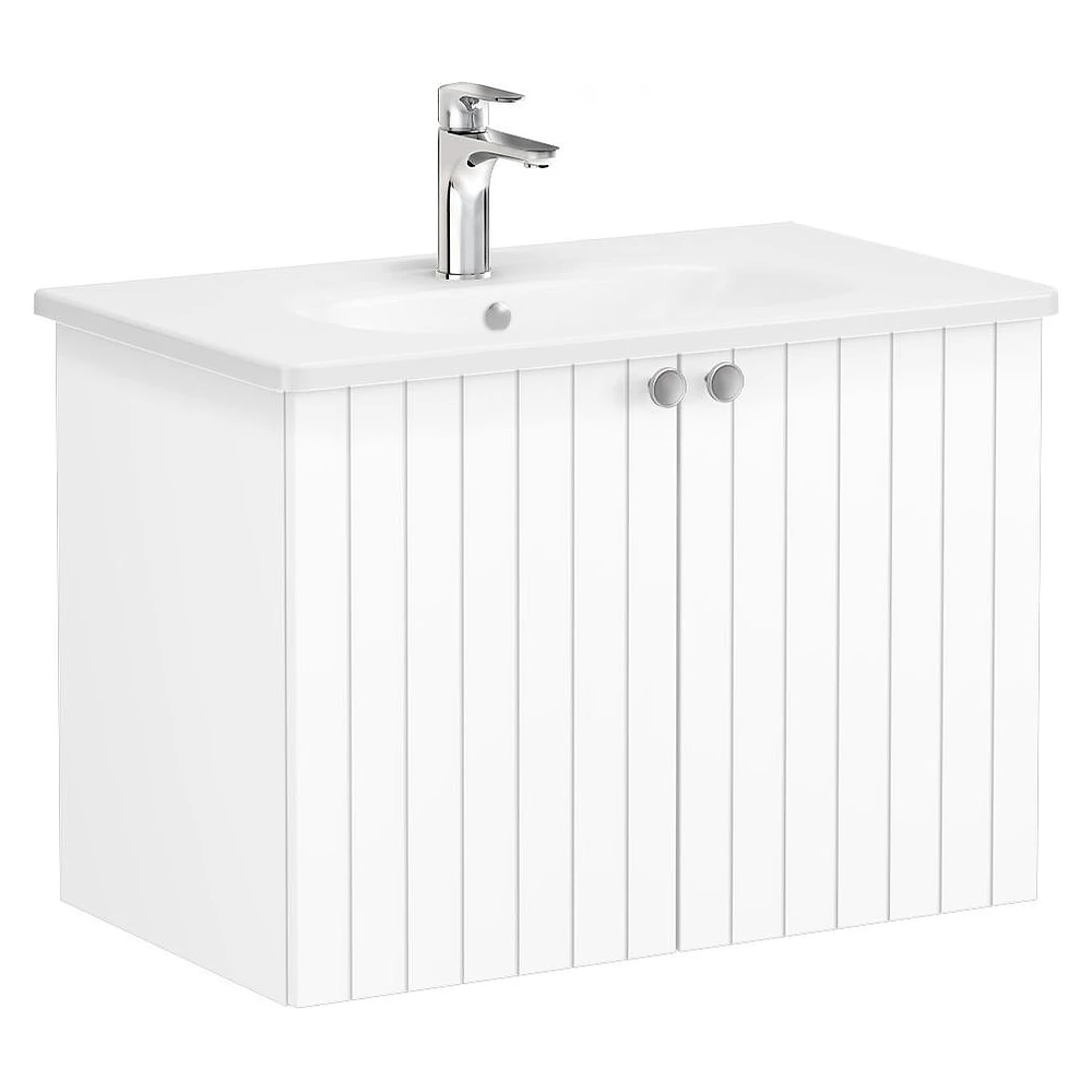 Vitra Root Groove 80 Cm Mat Beyaz İki Kapaklı Lavabo Dolabı