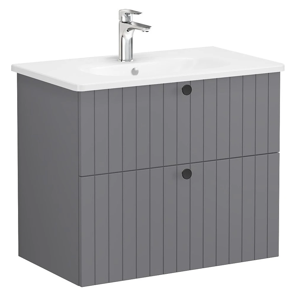 Vitra Root Groove 80 Cm Mat Gri İki Çekmeceli Lavabo Dolabı