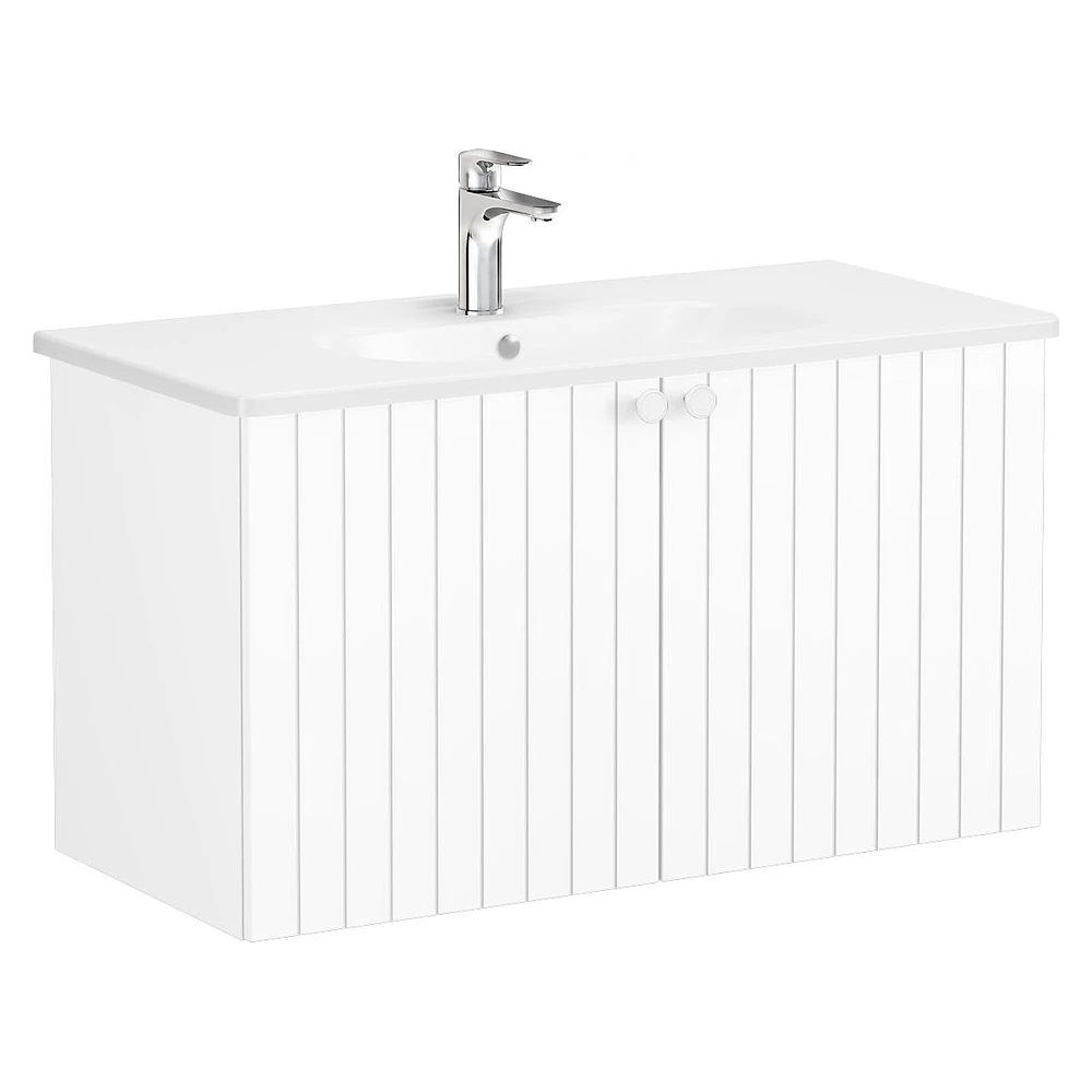 Vitra Root Groove 100 Cm Mat Beyaz İki Kapaklı Lavabo Dolabı