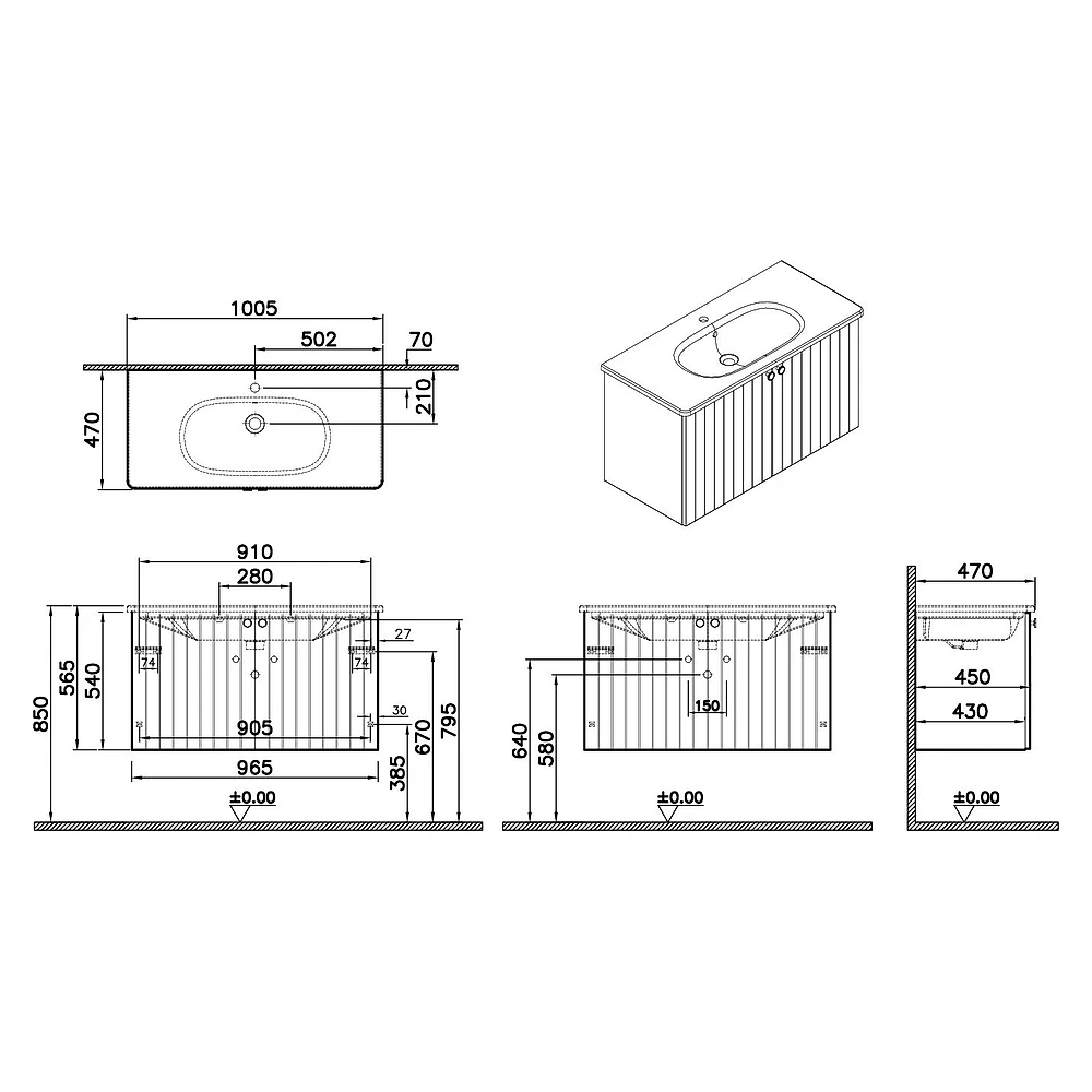 Vitra Root Groove 100 Cm Mat Beyaz İki Kapaklı Lavabo Dolabı 2