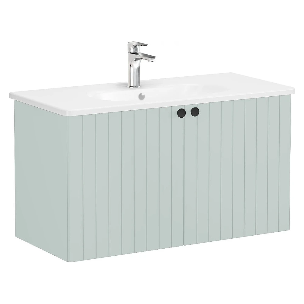 Vitra Root Groove 100 Cm Mat Retro Yeşil İki Kapaklı Lavabo Dolabı