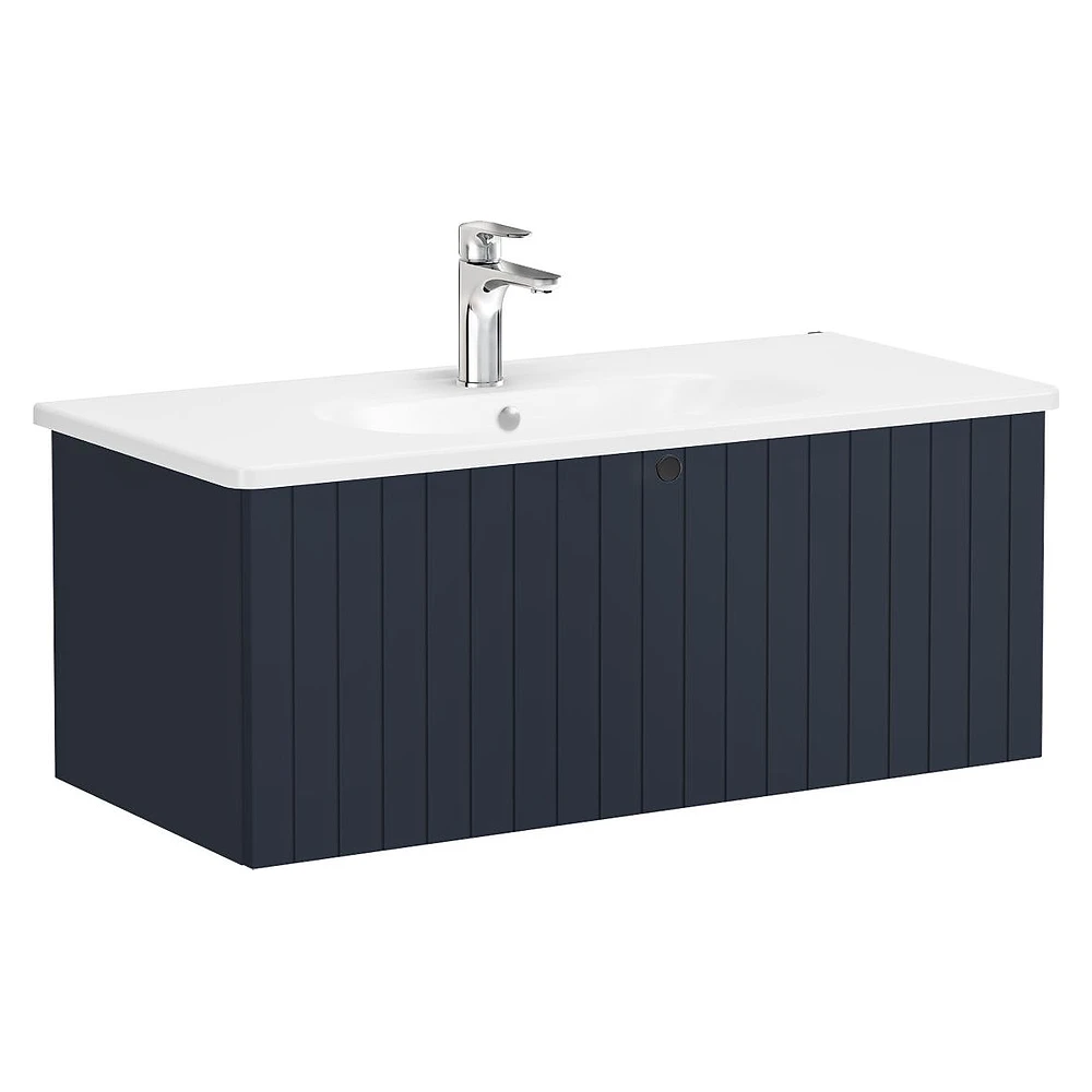 Vitra Root Groove 100 Cm Mat Lacivert Tek Çekmeceli Lavabo Dolabı