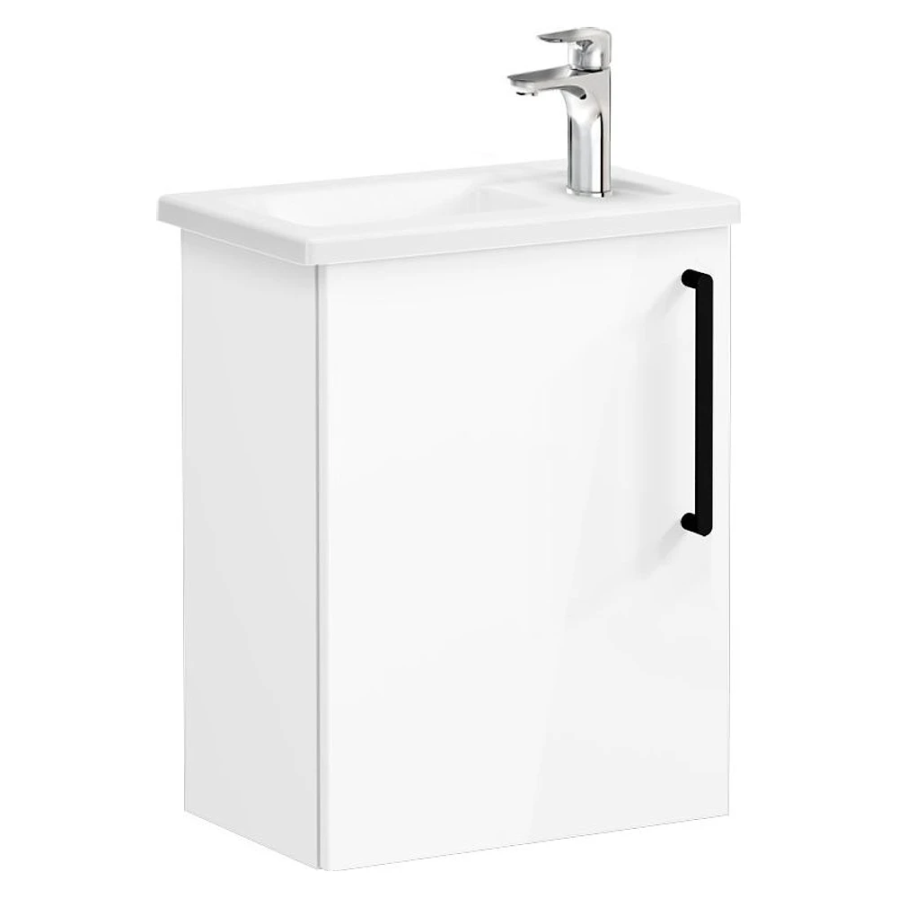 Vitra Root Flat 45 Cm Parlak Beyaz Dar Tek Kapaklı Sol Lavabo Dolabı