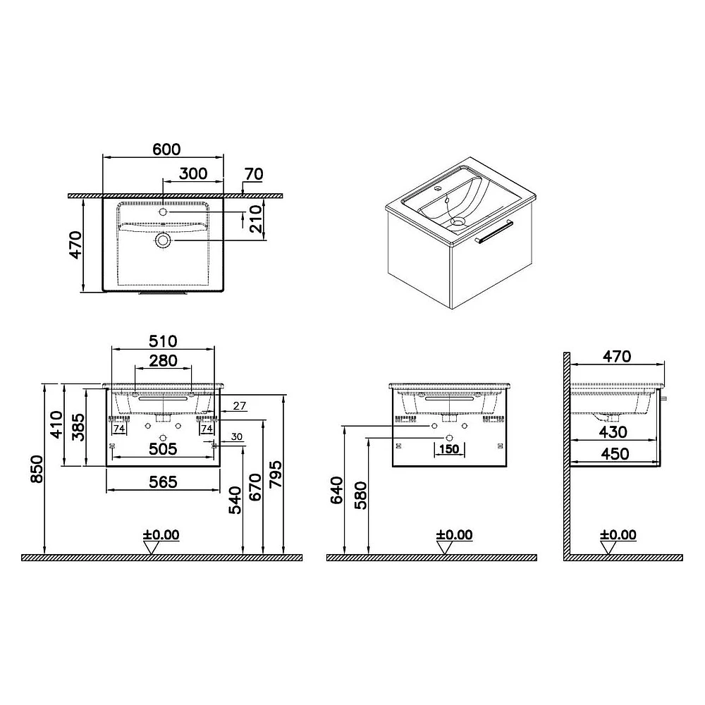 Vitra Root Flat 60 Cm Parlak Beyaz Tek Çekmeceli Lavabo Dolabı 2