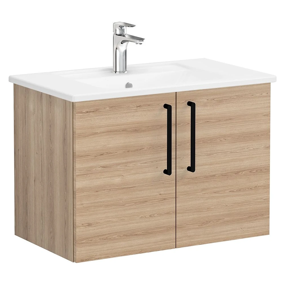 Vitra Root Flat 80 Cm Doğal Meşe İki Kapaklı Lavabo Dolabı