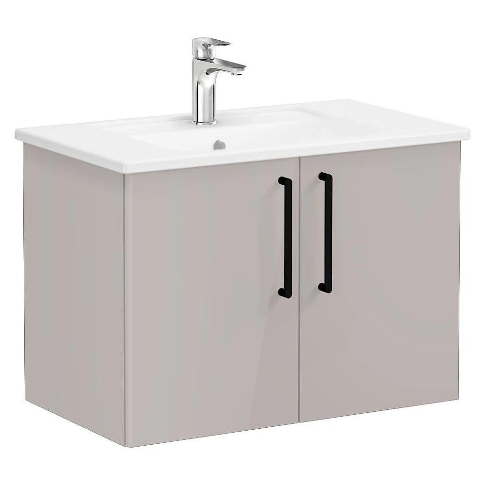 Vitra Root Flat 80 Cm Parlak Sahra Beji İki Kapaklı Lavabo Dolabı