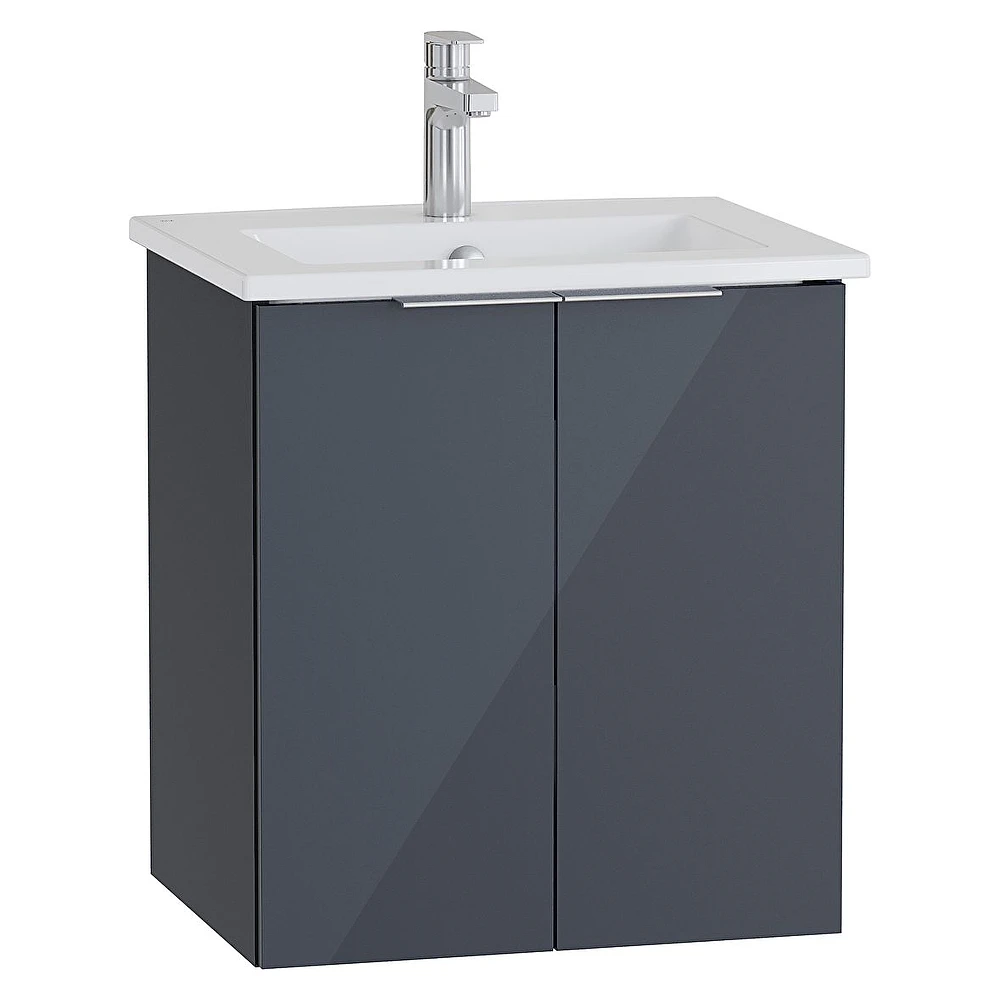 Vitra Mia Plus Square 60 Cm Parlak Antrasit İki Kapaklı Lavabo Dolabı
