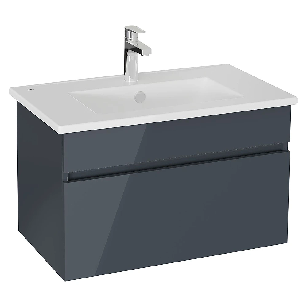 Vitra Mia Plus Square 80 Cm Parlak Antrasit Tek Çekmeceli Lavabo Dolabı