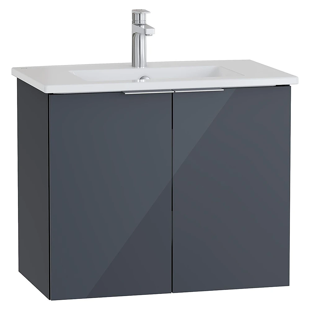 Vitra Mia Plus Square 80 Cm Parlak Antrasit İki Kapaklı Lavabo Dolabı