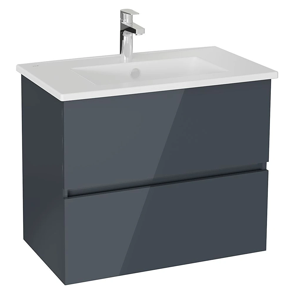 Vitra Mia Plus Square 80 Cm Parlak Antrasit İki Çekmeceli Lavabo Dolabı