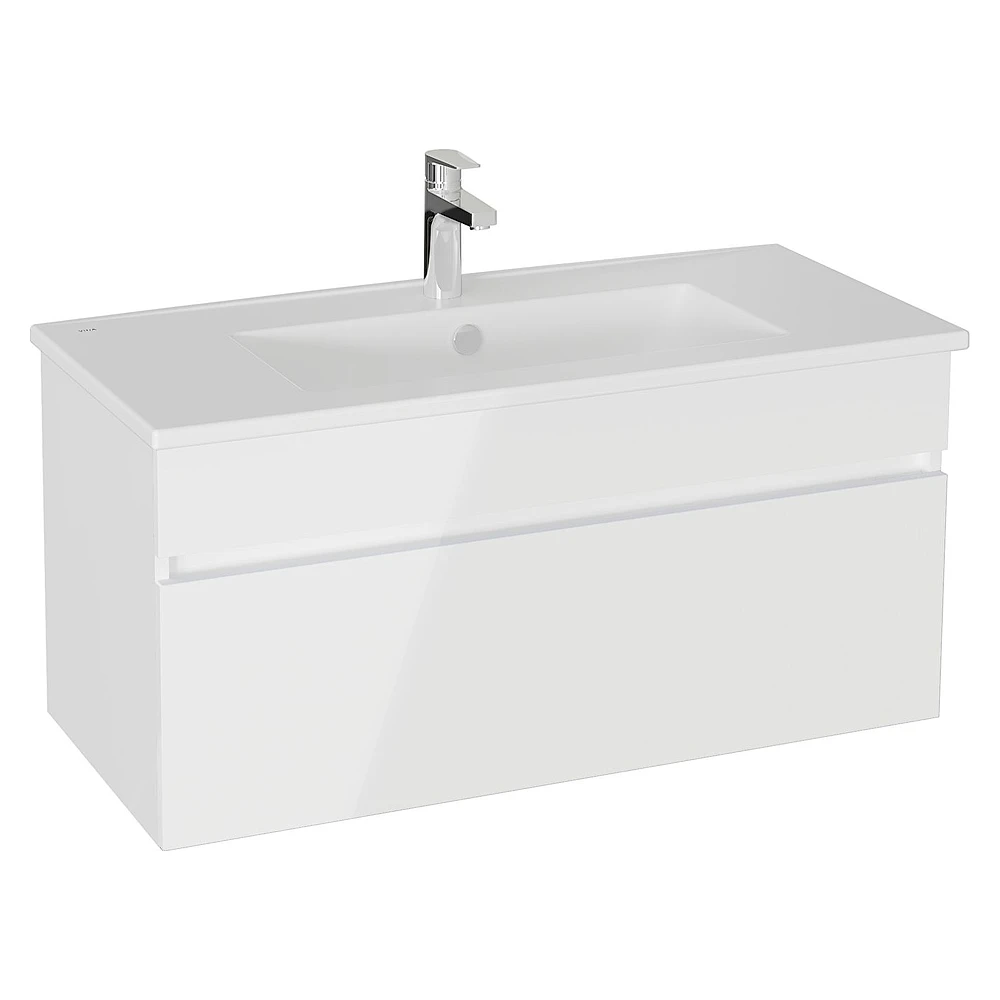 Vitra Mia Plus Square 100 Cm Parlak Beyaz Tek Çekmeceli Lavabo Dolabı