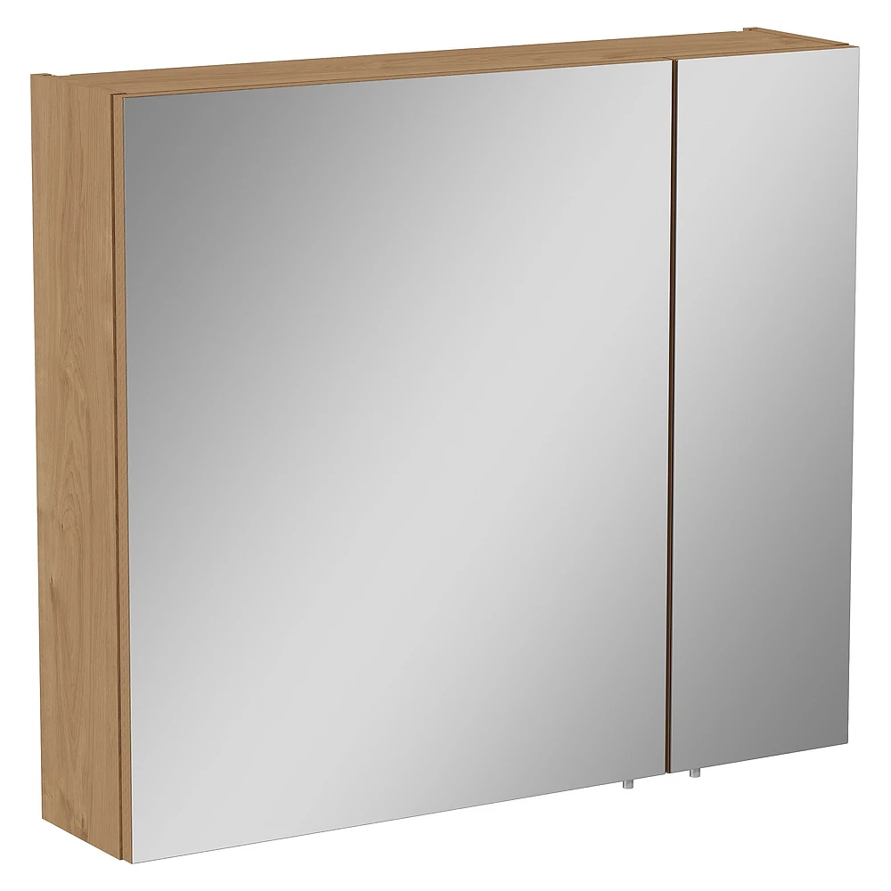 Vitra Mia Asimetrik 80 Cm Altın Meşe İki Kapaklı Dolaplı Ayna