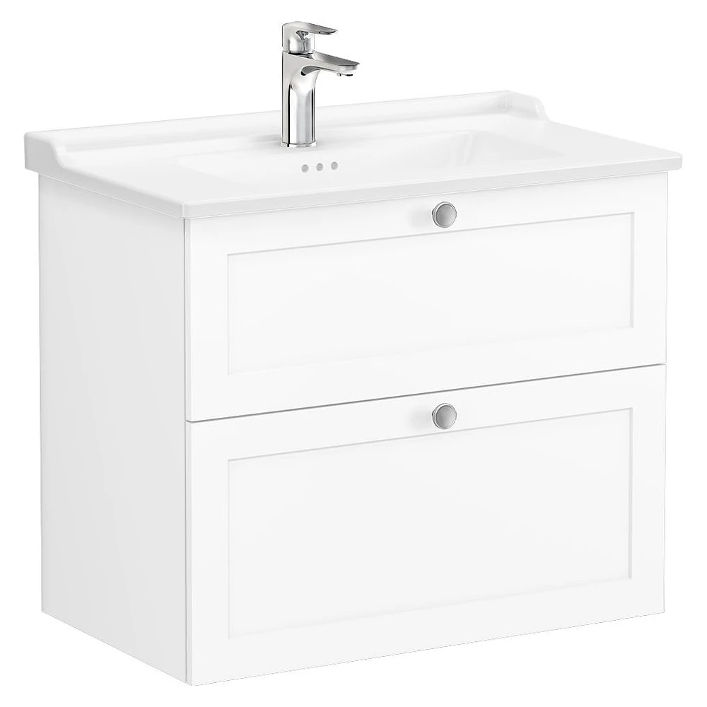 Vitra Root Classic 80 Cm Mat Beyaz İki Çekmeceli Lavabo Dolabı