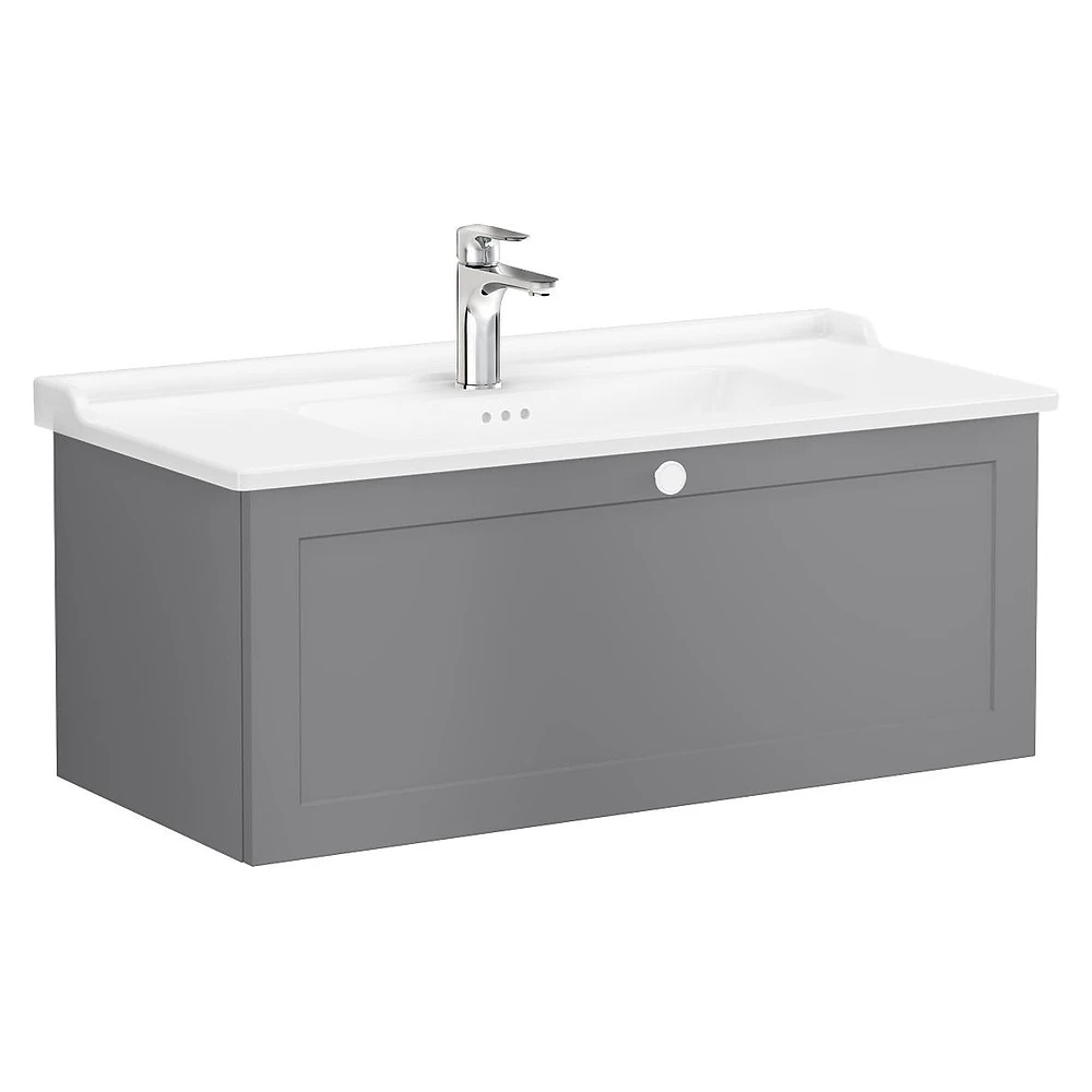 Vitra Root Classic 100 Cm Mat Gri Tek Çekmeceli Lavabo Dolabı