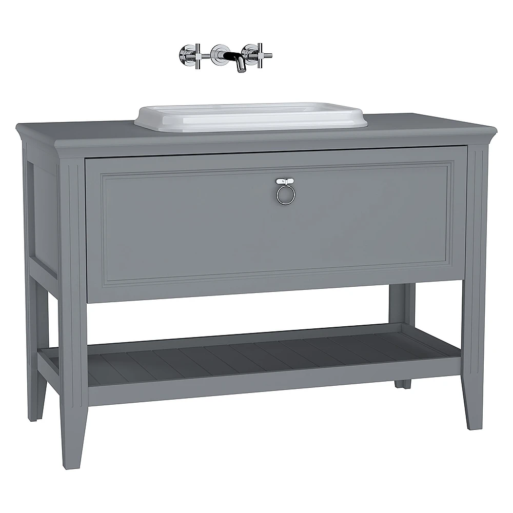 Vitra Valarte 120 Cm Mat Gri Bir Çekmeceli Tezgah Üstü Lavabolu Dolap